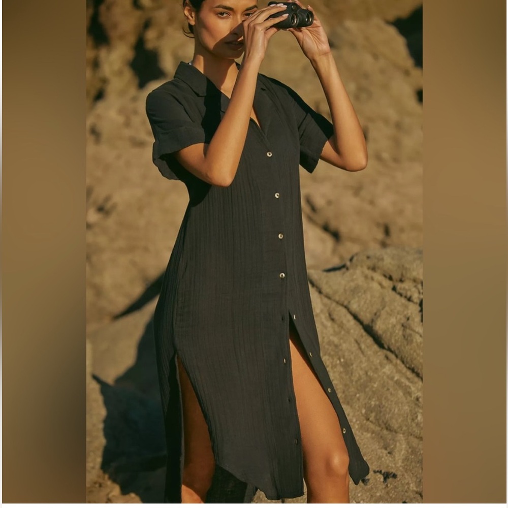 Anthropologie Lucia Sheer Midi Dress In Black